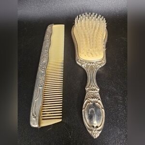 Vintage Victorian silver plate brush and‎ comb set.